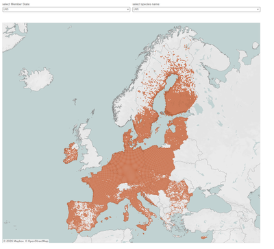 Distribution map of Invasive Alien Species (IAS) of Union concern